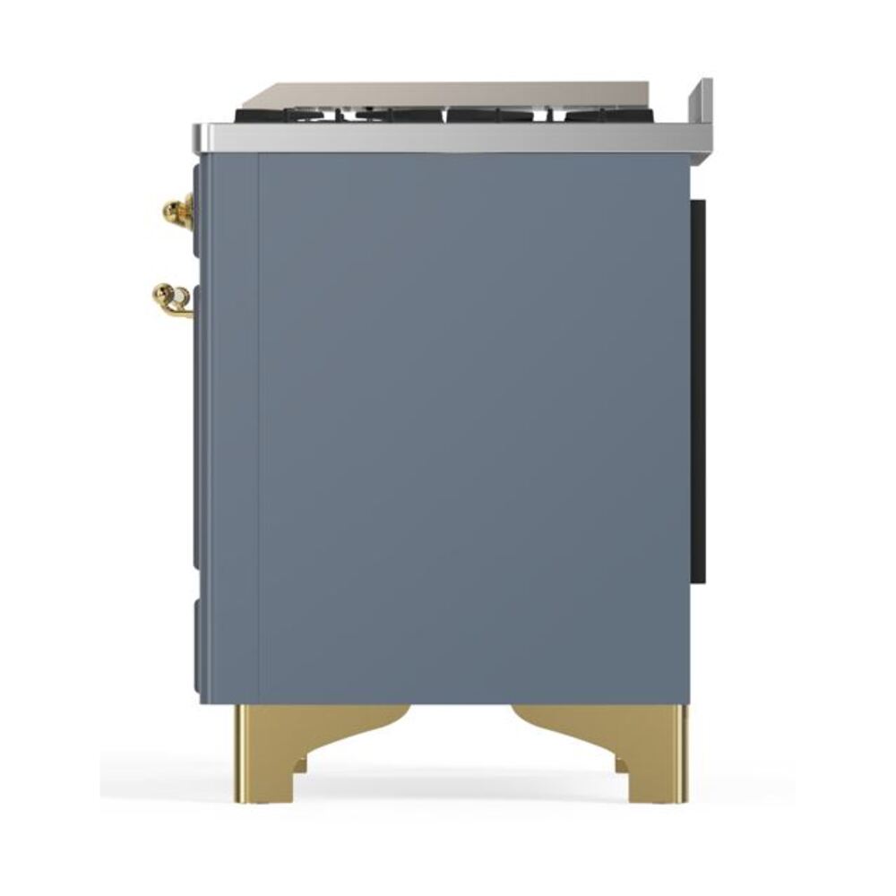 ILVE UM12F Majestic II 48 inch Dual Fuel Range with 8 Black Brass Burners, Griddle