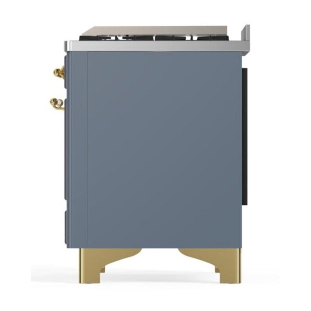ILVE UM12F Majestic II 48 inch Dual Fuel Range with 8 Black Brass Burners, Griddle