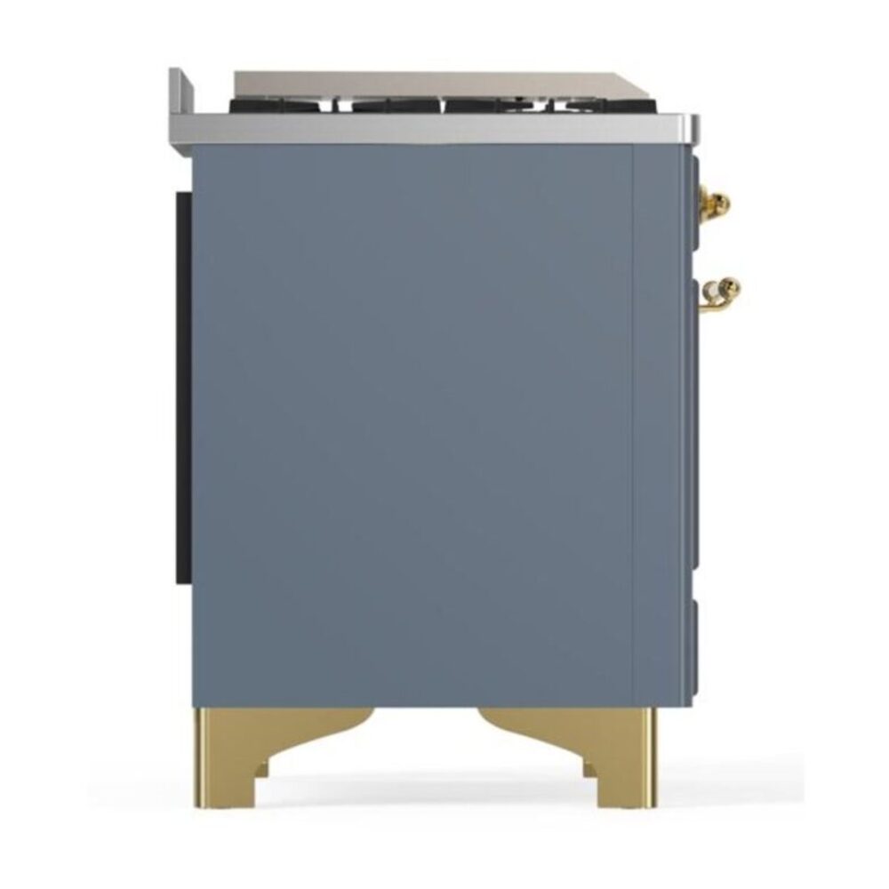 ILVE UM12F Majestic II 48 inch Dual Fuel Range with 8 Black Brass Burners, Griddle