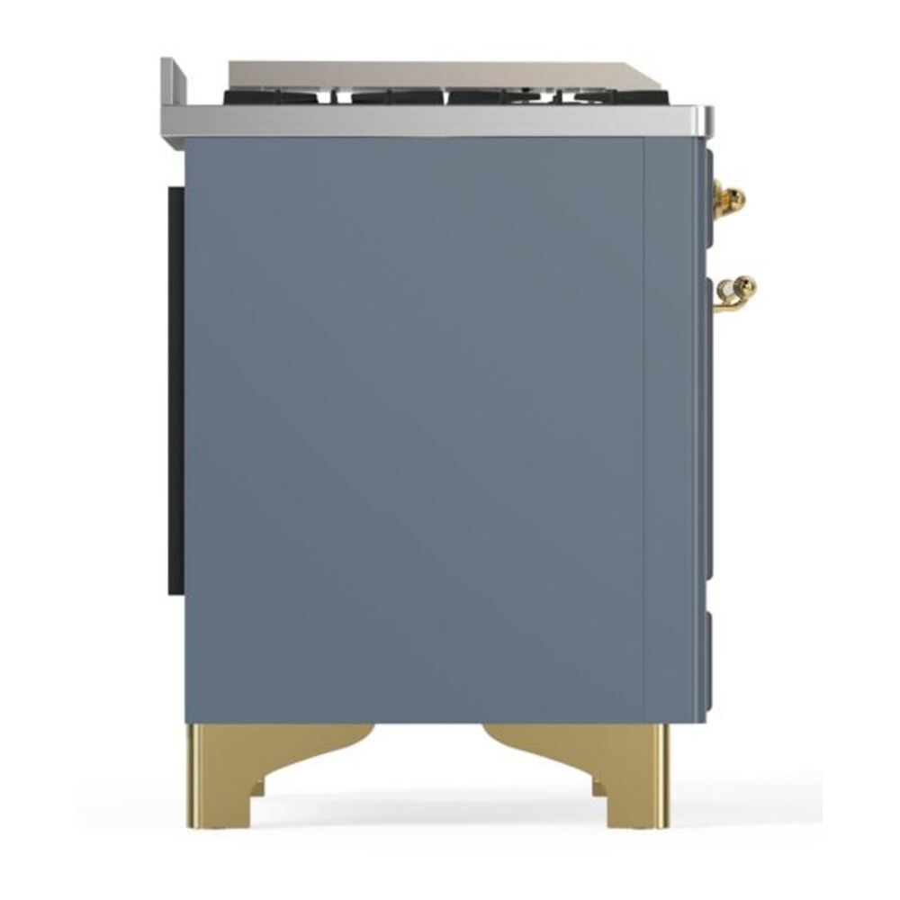 ILVE UM12FDQNS3BGG Majestic II 48 inch Dual Fuel Range with 8 Black Brass Burners, Griddle (Natural Gas, Solid Door, Blue Grey, Brass) 11 ILVE UM12F Majestic II 48 inch Dual Fuel Range with 8 Black Brass Burners, Griddle