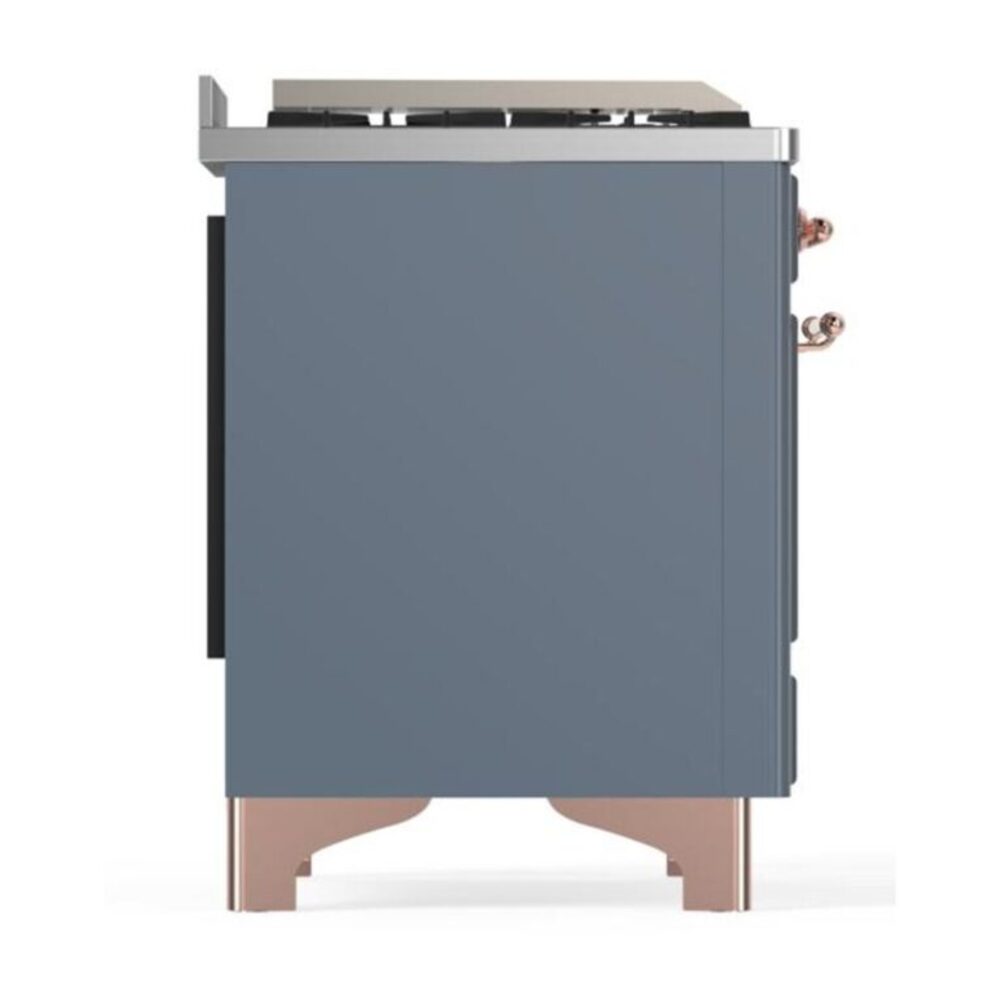 ILVE UM12F Majestic II 48 inch Dual Fuel Range with 8 Black Brass Burners, Griddle