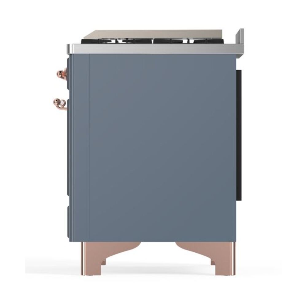 ILVE UM12F Majestic II 48 inch Dual Fuel Range with 8 Black Brass Burners, Griddle