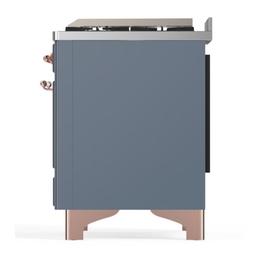 ILVE UM12FDQNS3BGP Majestic II 48 inch Dual Fuel Range with 8 Black Brass Burners, Griddle (Natural Gas, Solid Door, Blue Grey, Copper) 10 ILVE UM12F Majestic II 48 inch Dual Fuel Range with 8 Black Brass Burners, Griddle