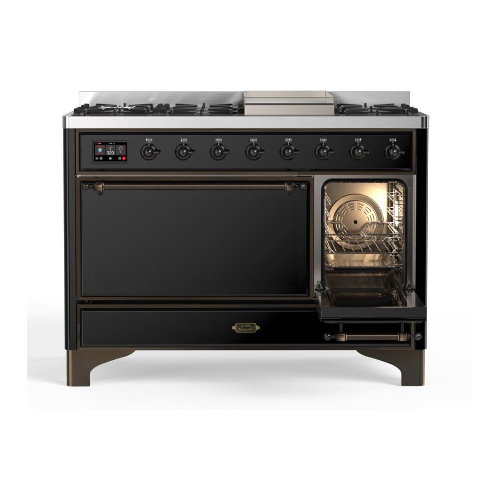 ILVE_UM12FDQNS3BKBLP_Majestic_II_48"_Dual_Fuel_Range_Right_Angle