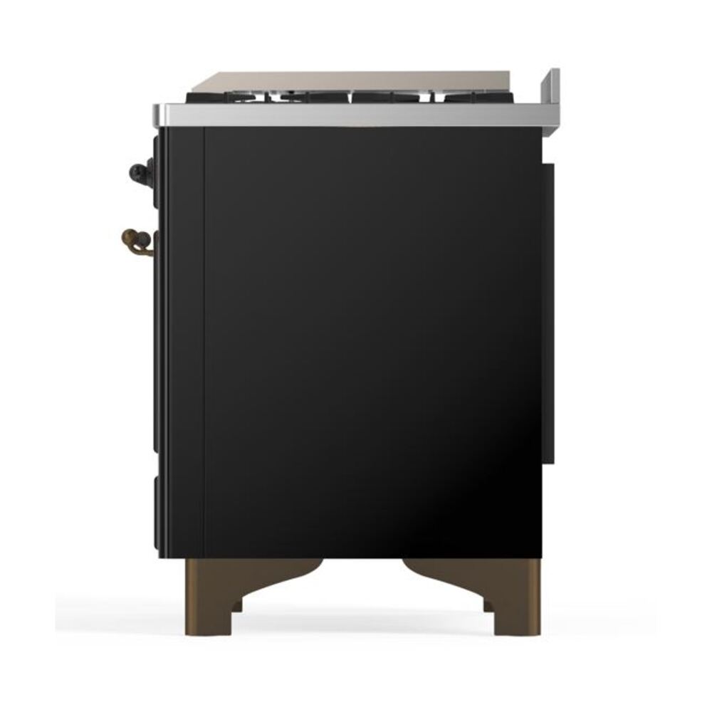 ILVE UM12F Majestic II 48 inch Dual Fuel Range with 8 Black Brass Burners, Griddle