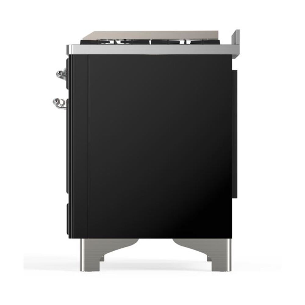 ILVE UM12F Majestic II 48 inch Dual Fuel Range with 8 Black Brass Burners, Griddle