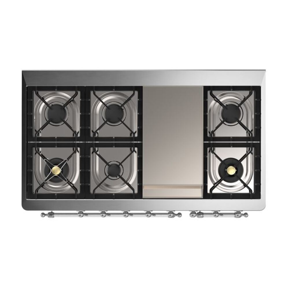 ILVE UM12F Majestic II 48 inch Dual Fuel Range with 8 Burners, Griddle