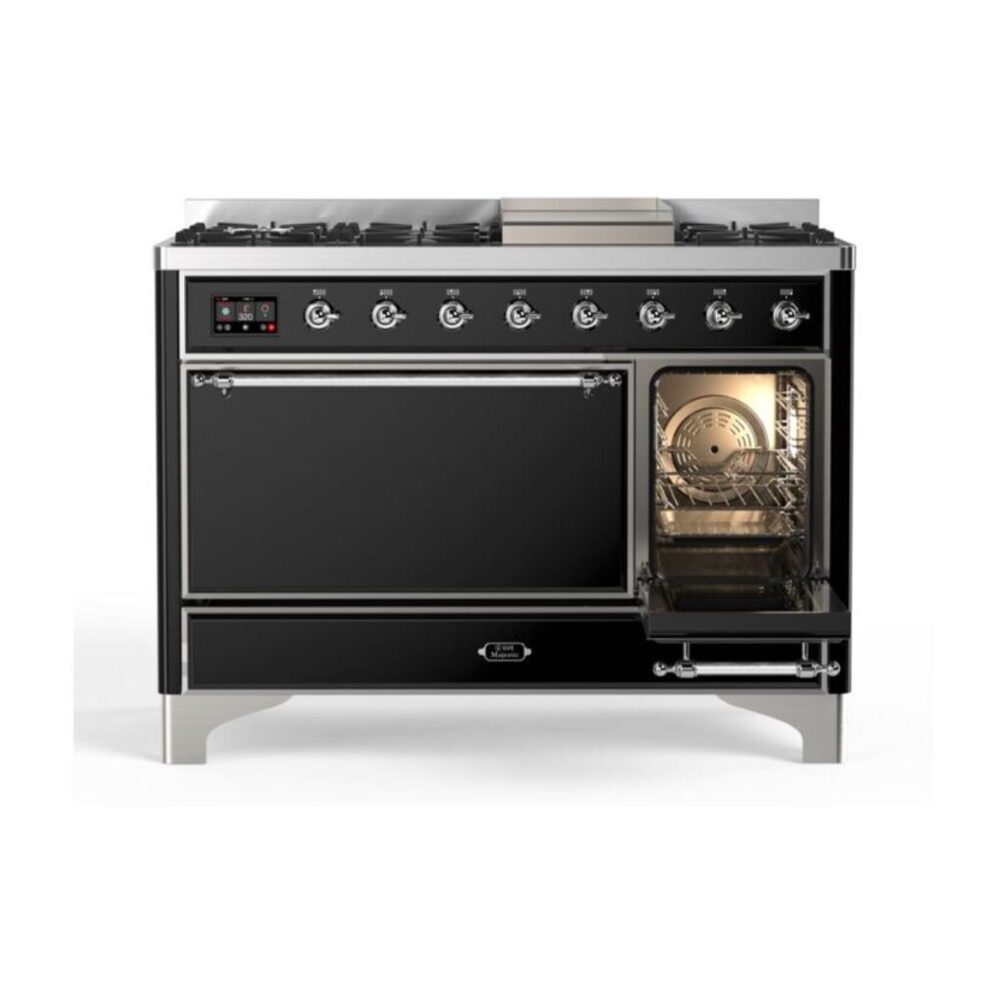 ILVE_UM12FDQNS3BKC_Majestic_II_48"_Dual_Fuel_Range_Right_Angle