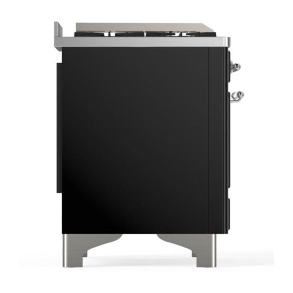 ILVE UM12F Majestic II 48 inch Dual Fuel Range with 8 Black Brass Burners, Griddle