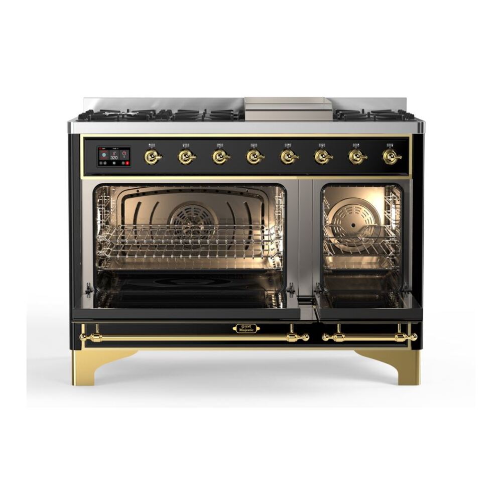 ILVE_UM12FDQNS3BKGLP_Majestic_II_48"_Dual_Fuel_Range_Top_Angle