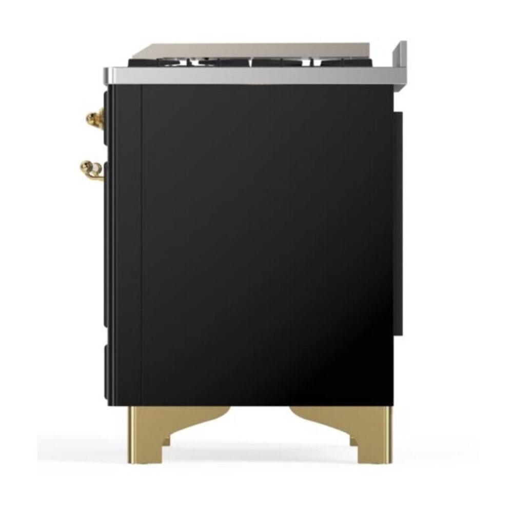 ILVE UM12F Majestic II 48 inch Dual Fuel Range with 8 Black Brass Burners, Griddle