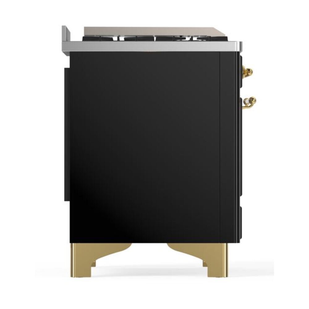 ILVE UM12F Majestic II 48 inch Dual Fuel Range with 8 Black Brass Burners, Griddle