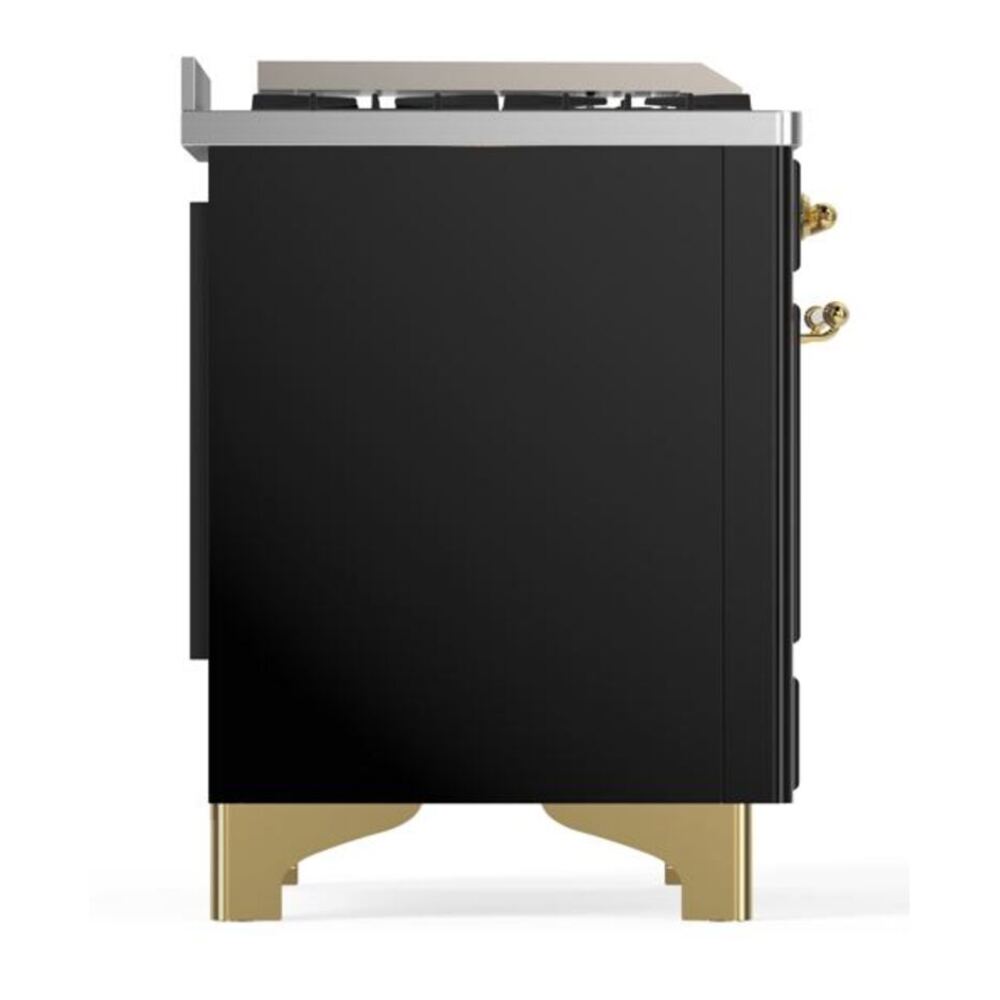 ILVE UM12FDQNS3BKGLP Majestic II 48 inch Dual Fuel Range with 8 Black Brass Burners, Griddle (Liquid Propane, Solid Door, Glossy Black, Brass) 11 ILVE UM12F Majestic II 48 inch Dual Fuel Range with 8 Black Brass Burners, Griddle
