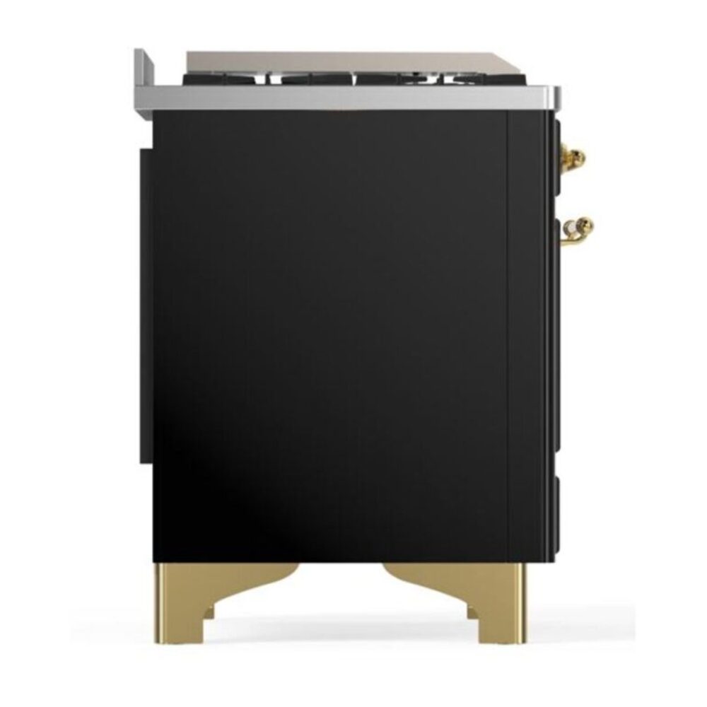 ILVE UM12F Majestic II 48 inch Dual Fuel Range with 8 Black Brass Burners, Griddle