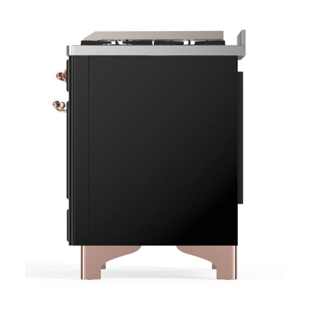 ILVE UM12F Majestic II 48 inch Dual Fuel Range with 8 Black Brass Burners, Griddle