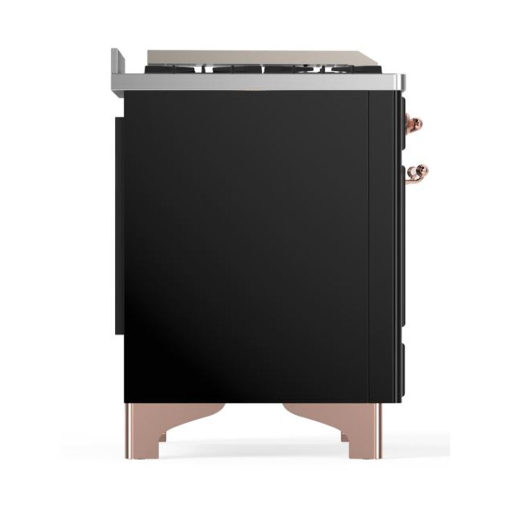 ILVE UM12F Majestic II 48 inch Dual Fuel Range with 8 Black Brass Burners, Griddle
