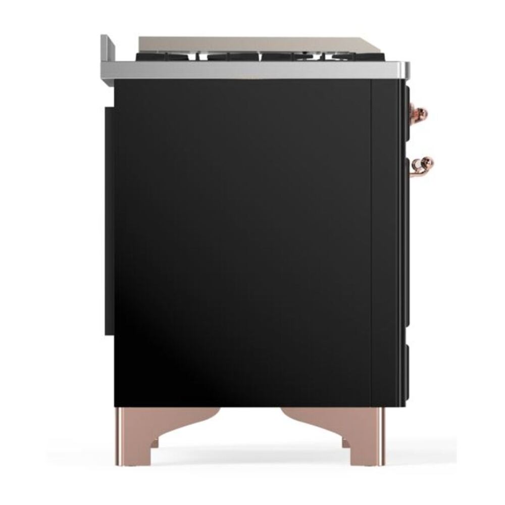 ILVE UM12FDQNS3BKPLP Majestic II 48 inch Dual Fuel Range with 8 Black Brass Burners, Griddle (Liquid Propane, Solid Door, Glossy Black, Copper) 11 ILVE UM12F Majestic II 48 inch Dual Fuel Range with 8 Black Brass Burners, Griddle