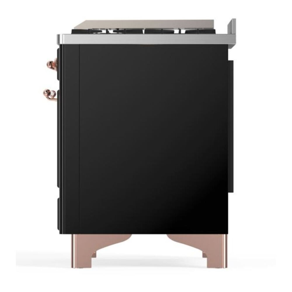 ILVE UM12FDQNS3BKP Majestic II 48 inch Dual Fuel Range with 8 Black Brass Burners, Griddle (Natural Gas, Solid Door, Glossy Black, Copper) 10 ILVE UM12F Majestic II 48 inch Dual Fuel Range with 8 Black Brass Burners, Griddle