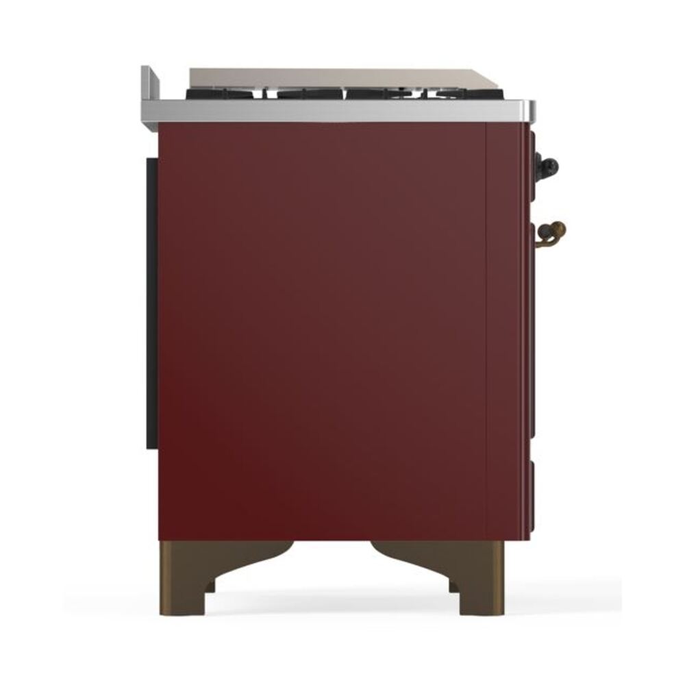 ILVE UM12F Majestic II 48 inch Dual Fuel Range with 8 Black Brass Burners, Griddle