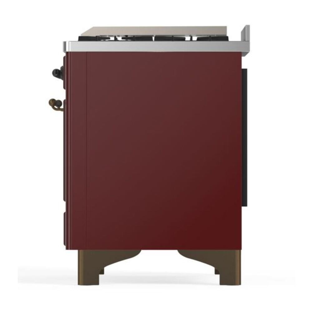 ILVE UM12FDQNS3BUB Majestic II 48 inch Dual Fuel Range with 8 Black Brass Burners, Griddle (Natural Gas, Solid Door, Burgundy, Burnished) 10 ILVE UM12F Majestic II 48 inch Dual Fuel Range with 8 Black Brass Burners, Griddle