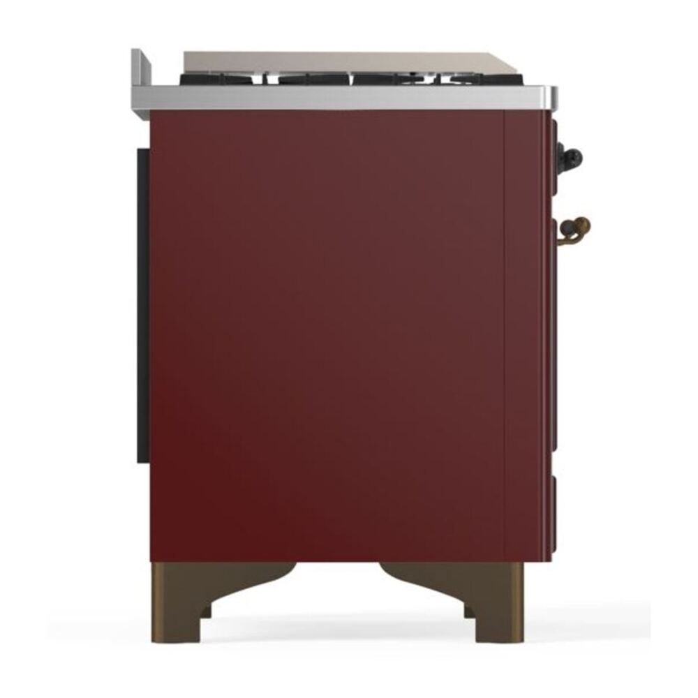 ILVE UM12FDQNS3BUB Majestic II 48 inch Dual Fuel Range with 8 Black Brass Burners, Griddle (Natural Gas, Solid Door, Burgundy, Burnished) 11 ILVE UM12F Majestic II 48 inch Dual Fuel Range with 8 Black Brass Burners, Griddle
