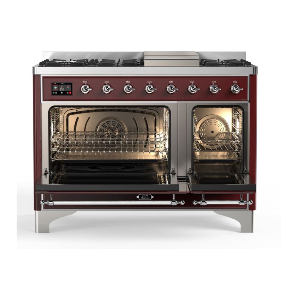 ILVE_UM12FDQNS3BUCLP_Majestic_II_48"_Dual_Fuel_Range_Top_Angle