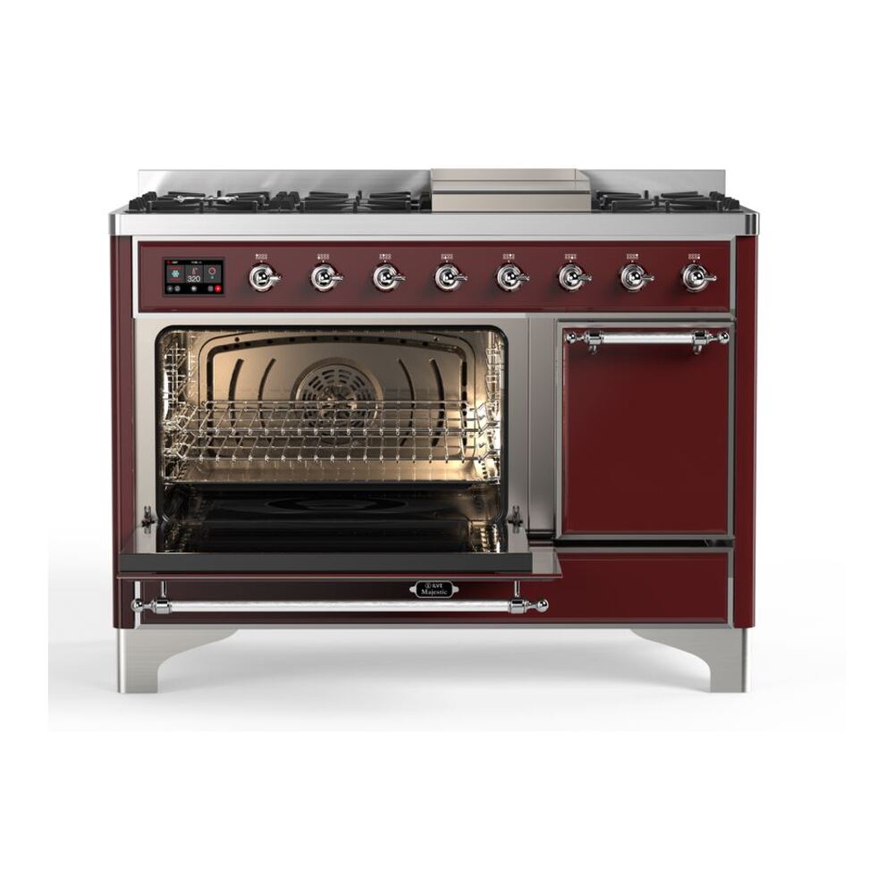 ILVE_UM12FDQNS3BUCLP_Majestic_II_48"_Dual_Fuel_Range_Left_Angle