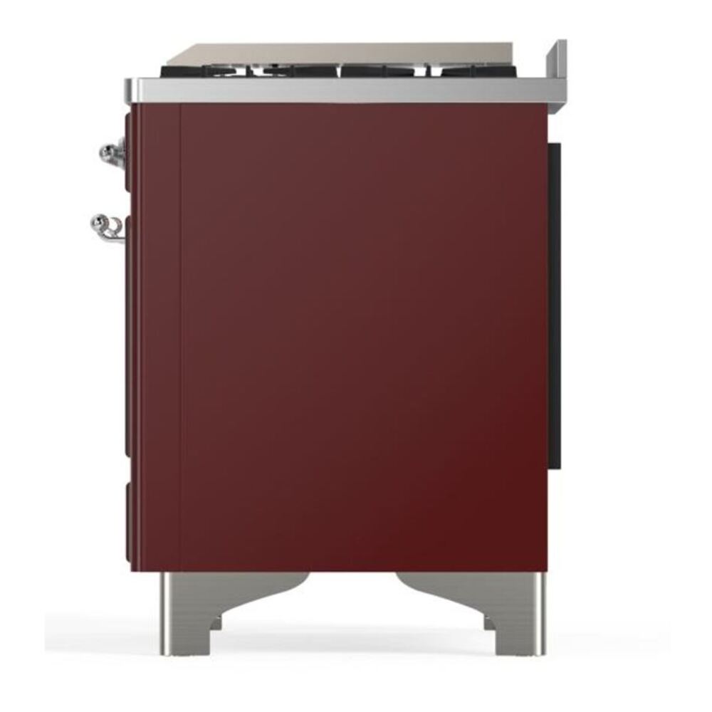 ILVE UM12FDQNS3BUCLP Majestic II 48 inch Dual Fuel Range with 8 Black Brass Burners, Griddle (Liquid Propane, Solid Door, Burgundy, Chrome) 10 ILVE UM12F Majestic II 48 inch Dual Fuel Range with 8 Black Brass Burners, Griddle