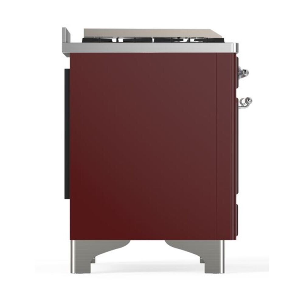 ILVE UM12F Majestic II 48 inch Dual Fuel Range with 8 Black Brass Burners, Griddle