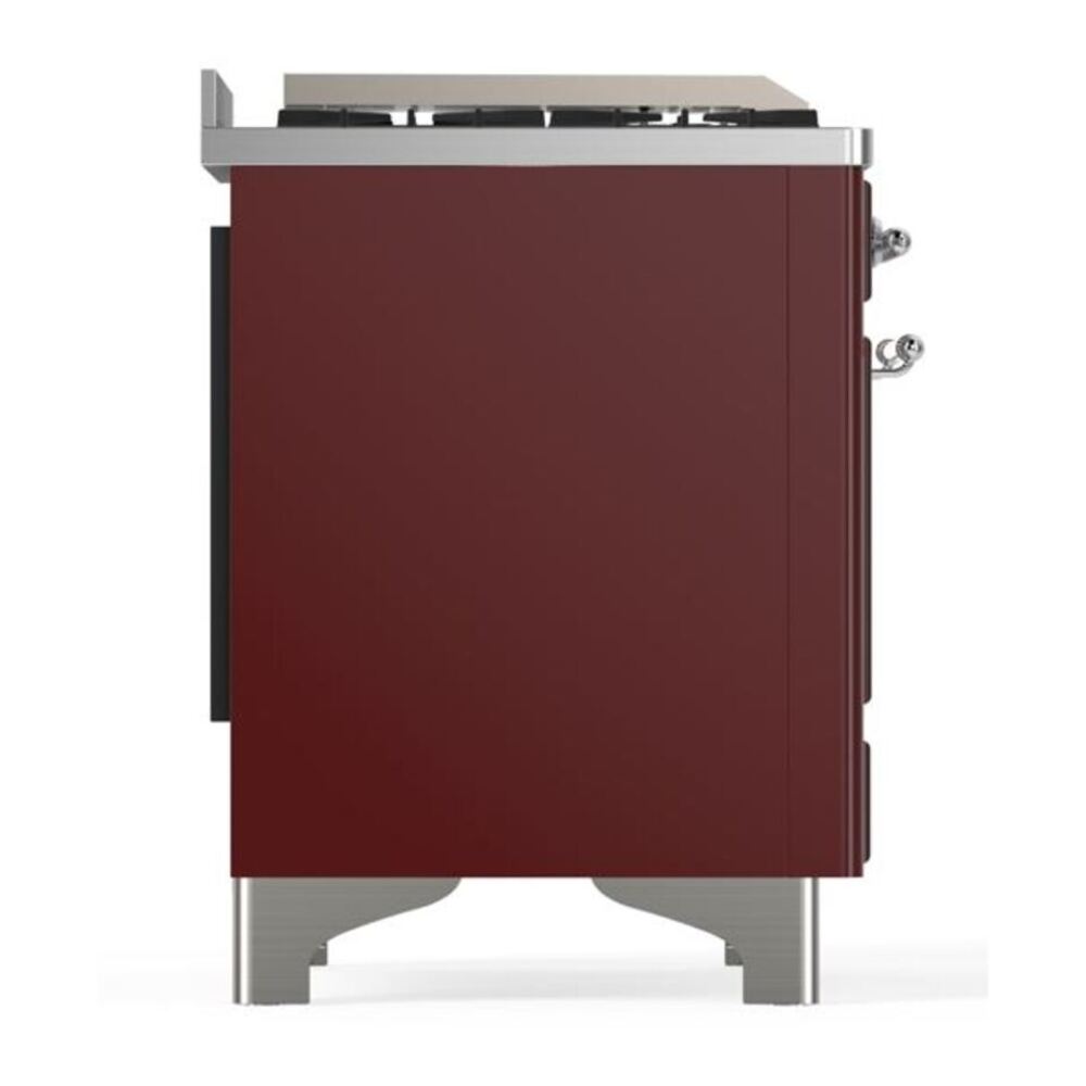 ILVE UM12FDQNS3BUC Majestic II 48 inch Dual Fuel Range with 8 Black Brass Burners, Griddle (Natural Gas, Solid Door, Burgundy, Chrome) 11 ILVE UM12F Majestic II 48 inch Dual Fuel Range with 8 Black Brass Burners, Griddle