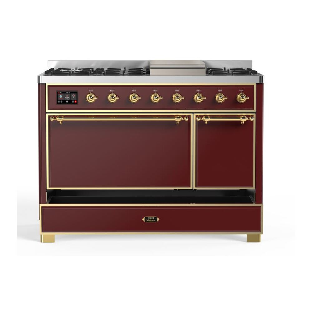 ILVE UM12F Majestic II 48 inch Dual Fuel Range with 8 Burners, Griddle