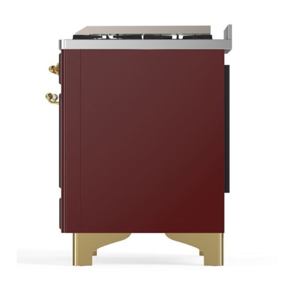 ILVE UM12FDQNS3BUGLP Majestic II 48 inch Dual Fuel Range with 8 Black Brass Burners, Griddle (Liquid Propane, Solid Door, Burgundy, Brass) 10 ILVE UM12F Majestic II 48 inch Dual Fuel Range with 8 Black Brass Burners, Griddle