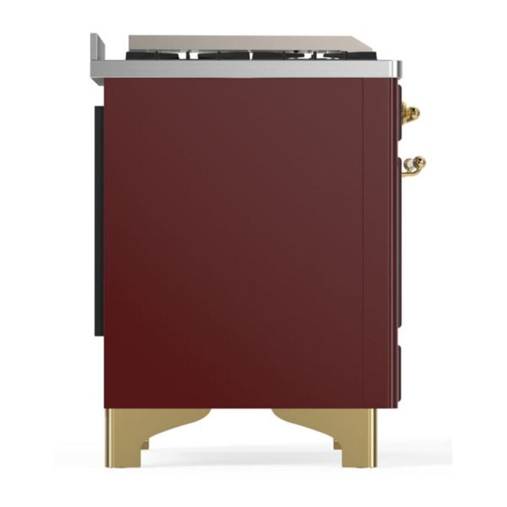 ILVE UM12FDQNS3BUGLP Majestic II 48 inch Dual Fuel Range with 8 Black Brass Burners, Griddle (Liquid Propane, Solid Door, Burgundy, Brass) 11 ILVE UM12F Majestic II 48 inch Dual Fuel Range with 8 Black Brass Burners, Griddle