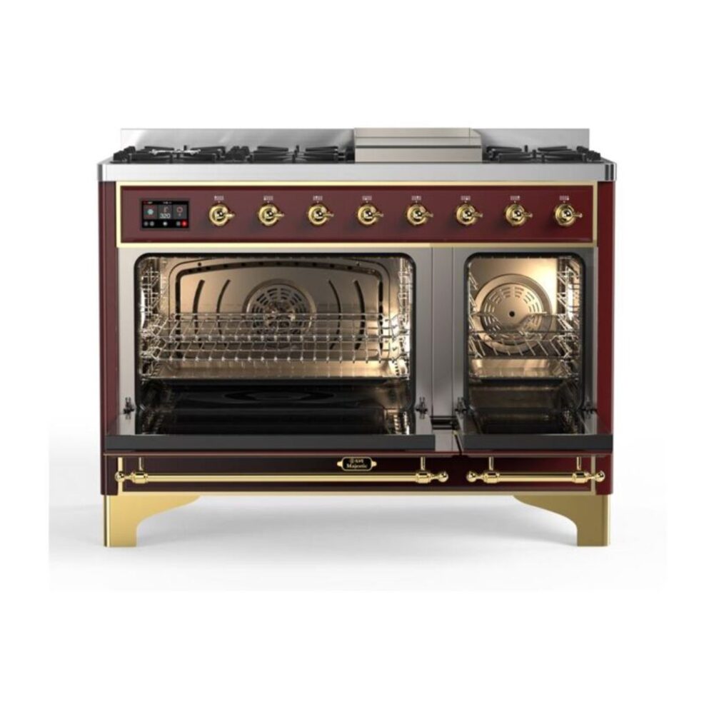 ILVE_UM12FDQNS3BUG_Majestic_II_48"_Dual_Fuel_Range_Top_Angle