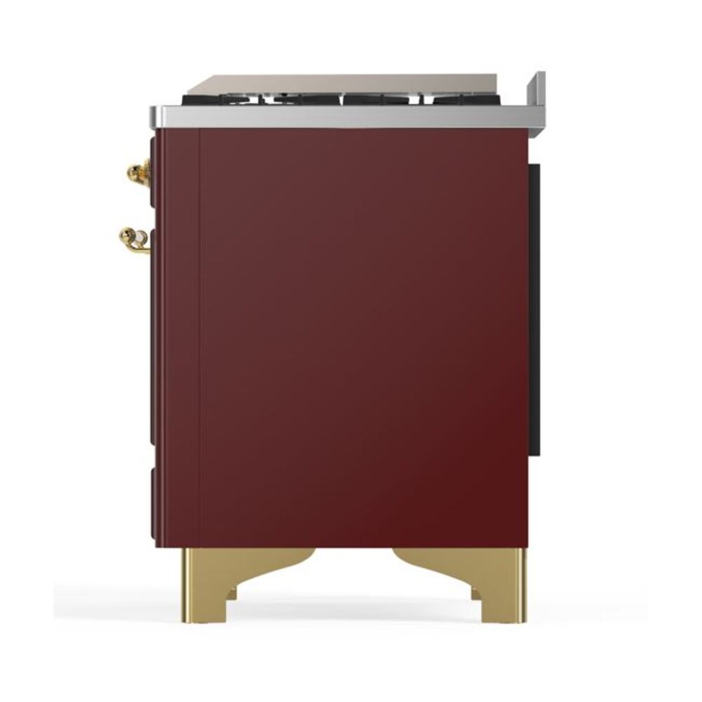 ILVE UM12F Majestic II 48 inch Dual Fuel Range with 8 Black Brass Burners, Griddle