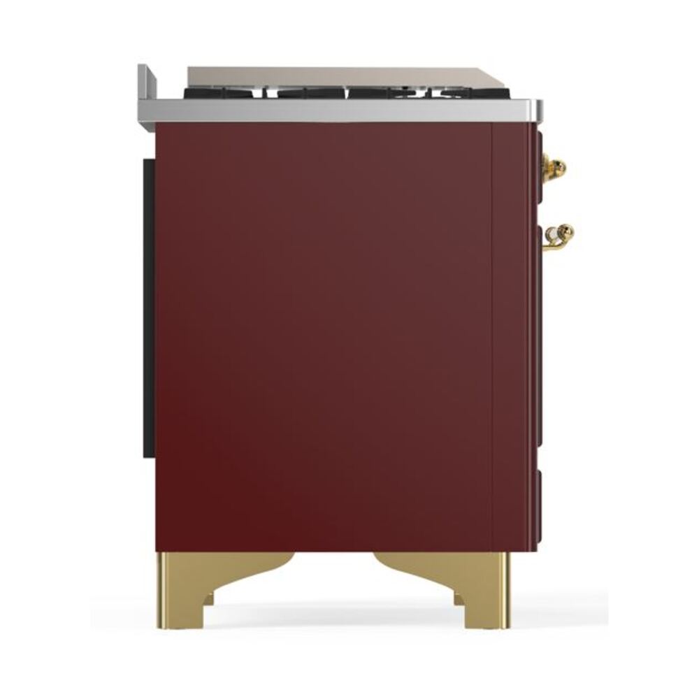 ILVE UM12F Majestic II 48 inch Dual Fuel Range with 8 Black Brass Burners, Griddle