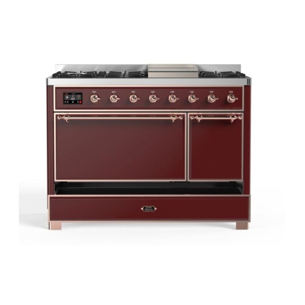 ILVE UM12F Majestic II 48 inch Dual Fuel Range with 8 Burners, Griddle