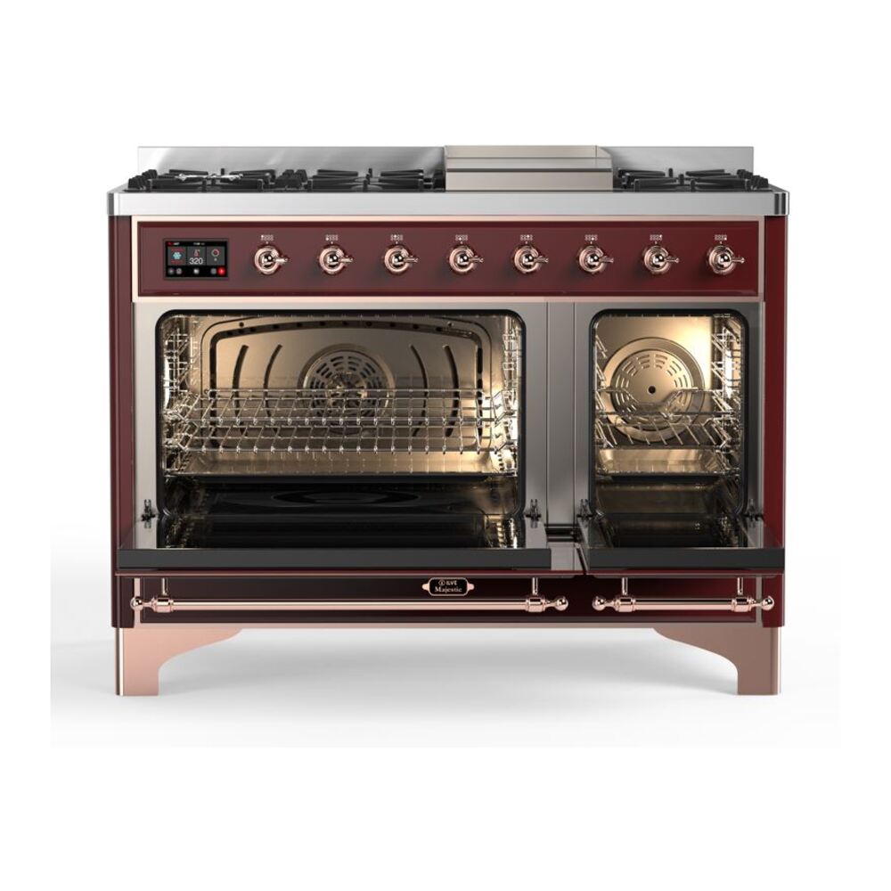 ILVE_UM12FDQNS3BUPLP_Majestic_II_48"_Dual_Fuel_Range_Top_Angle