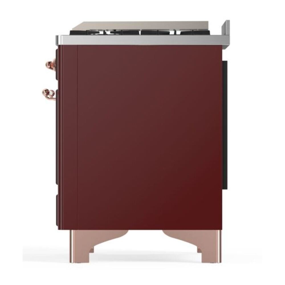 ILVE UM12FDQNS3BUP Majestic II 48 inch Dual Fuel Range with 8 Black Brass Burners, Griddle (Natural Gas, Solid Door, Burgundy, Copper) 10 ILVE UM12F Majestic II 48 inch Dual Fuel Range with 8 Black Brass Burners, Griddle