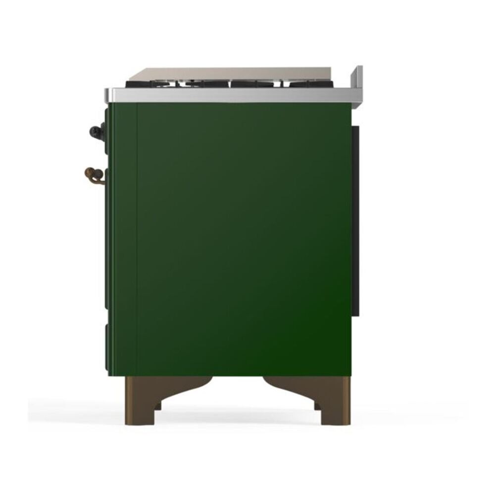 ILVE UM12FDQNS3EGBLP Majestic II 48 inch Dual Fuel Range with 8 Black Brass Burners, Griddle (Liquid Propane, Solid Door, Emerald Green, Burnished) 10 ILVE UM12F Majestic II 48 inch Dual Fuel Range with 8 Black Brass Burners, Griddle