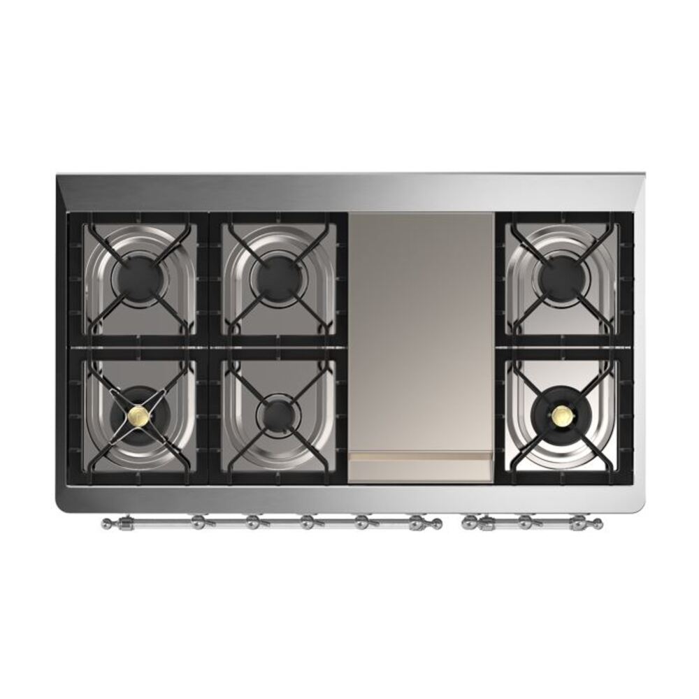 ILVE UM12F Majestic II 48 inch Dual Fuel Range with 8 Burners, Griddle