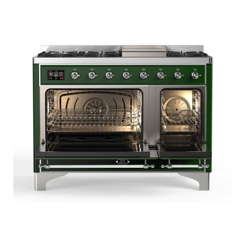 ILVE_UM12FDQNS3EGCLP_Majestic_II_48"_Dual_Fuel_Range_Top_Angle