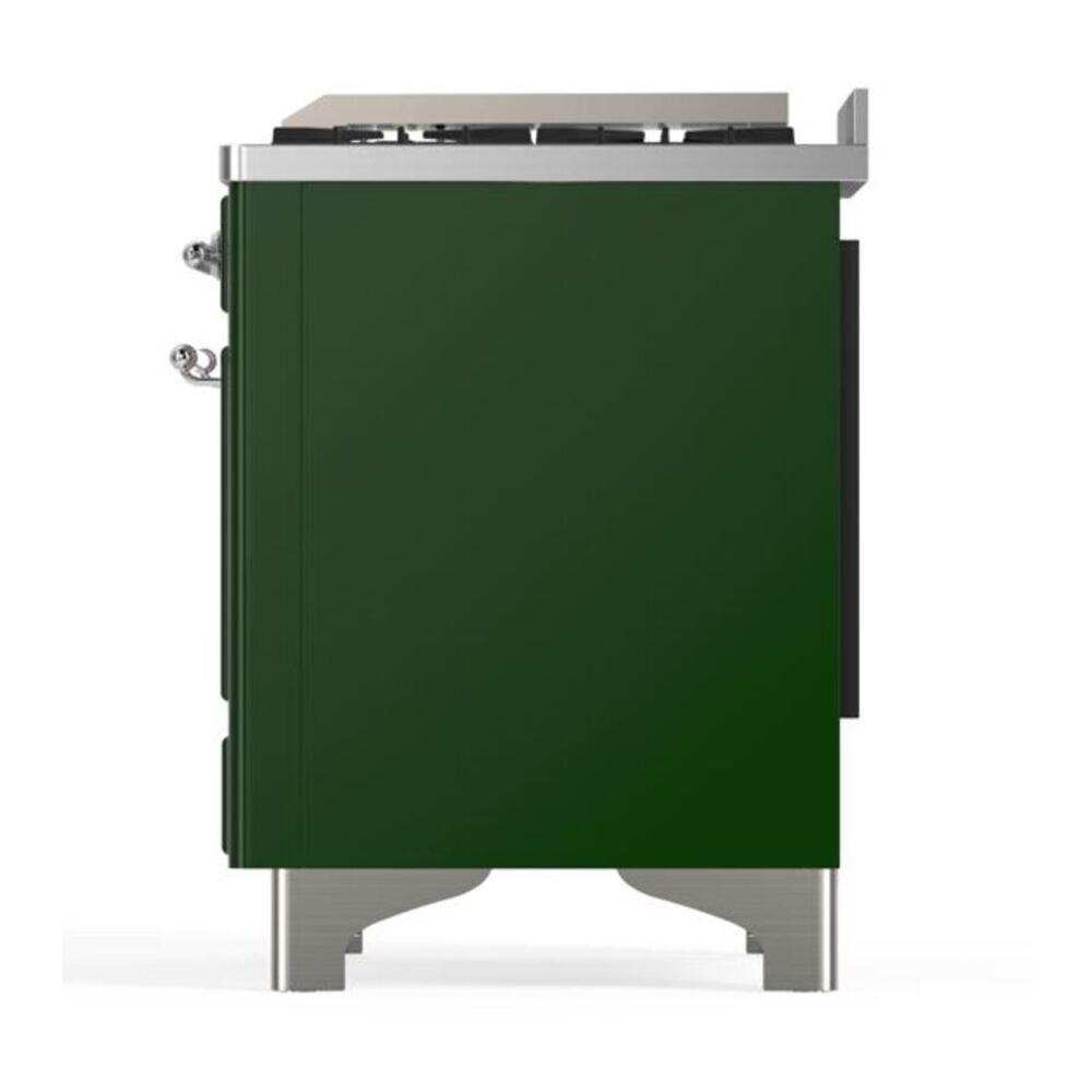 ILVE UM12FDQNS3EGC Majestic II 48 inch Dual Fuel Range with 8 Black Brass Burners, Griddle (Natural Gas, Solid Door, Emerald Green, Chrome) 10 ILVE UM12F Majestic II 48 inch Dual Fuel Range with 8 Black Brass Burners, Griddle