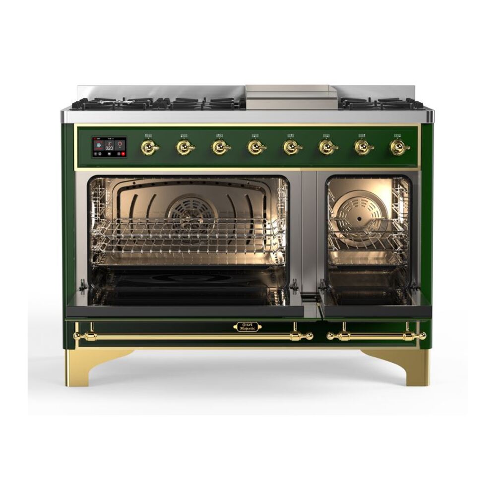 ILVE_UM12FDQNS3EGGLP_Majestic_II_48"_Dual_Fuel_Range_Top_Angle