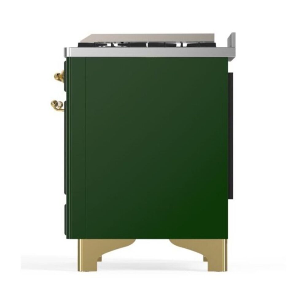 ILVE UM12F Majestic II 48 inch Dual Fuel Range with 8 Black Brass Burners, Griddle