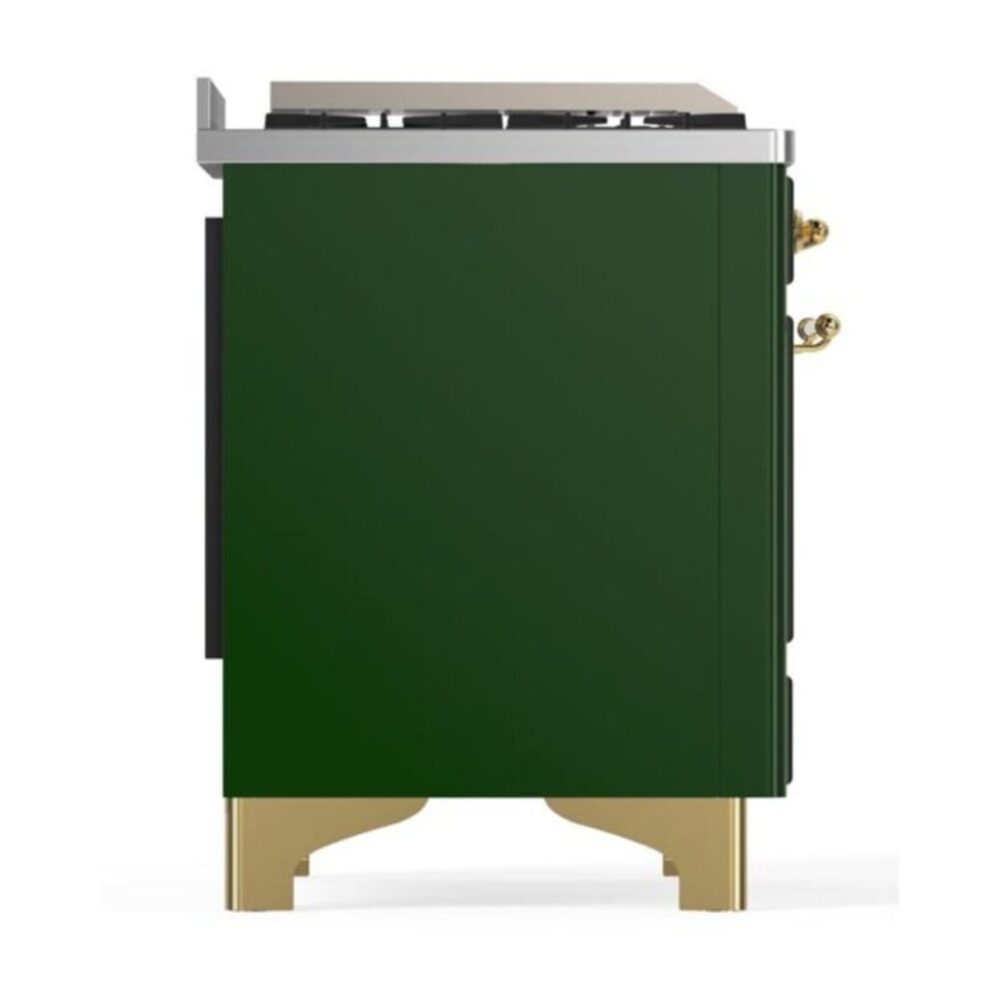 ILVE UM12F Majestic II 48 inch Dual Fuel Range with 8 Black Brass Burners, Griddle