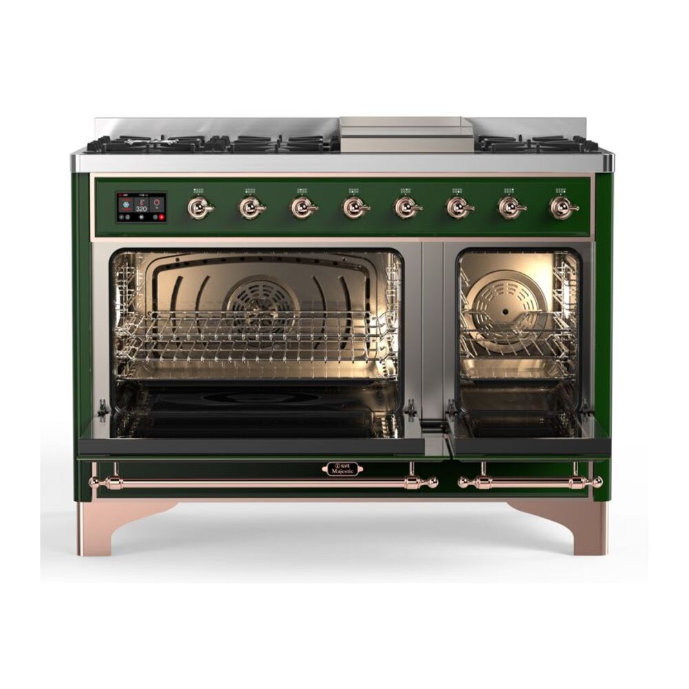 ILVE_UM12FDQNS3EGPLP_Majestic_II_48"_Dual_Fuel_Range_Top_Angle