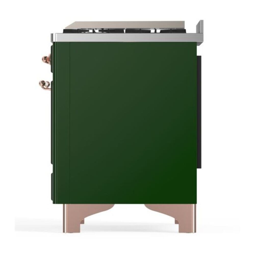 ILVE UM12FDQNS3EGPLP Majestic II 48 inch Dual Fuel Range with 8 Black Brass Burners, Griddle (Liquid Propane, Solid Door, Emerald Green, Copper) 10 ILVE UM12F Majestic II 48 inch Dual Fuel Range with 8 Black Brass Burners, Griddle