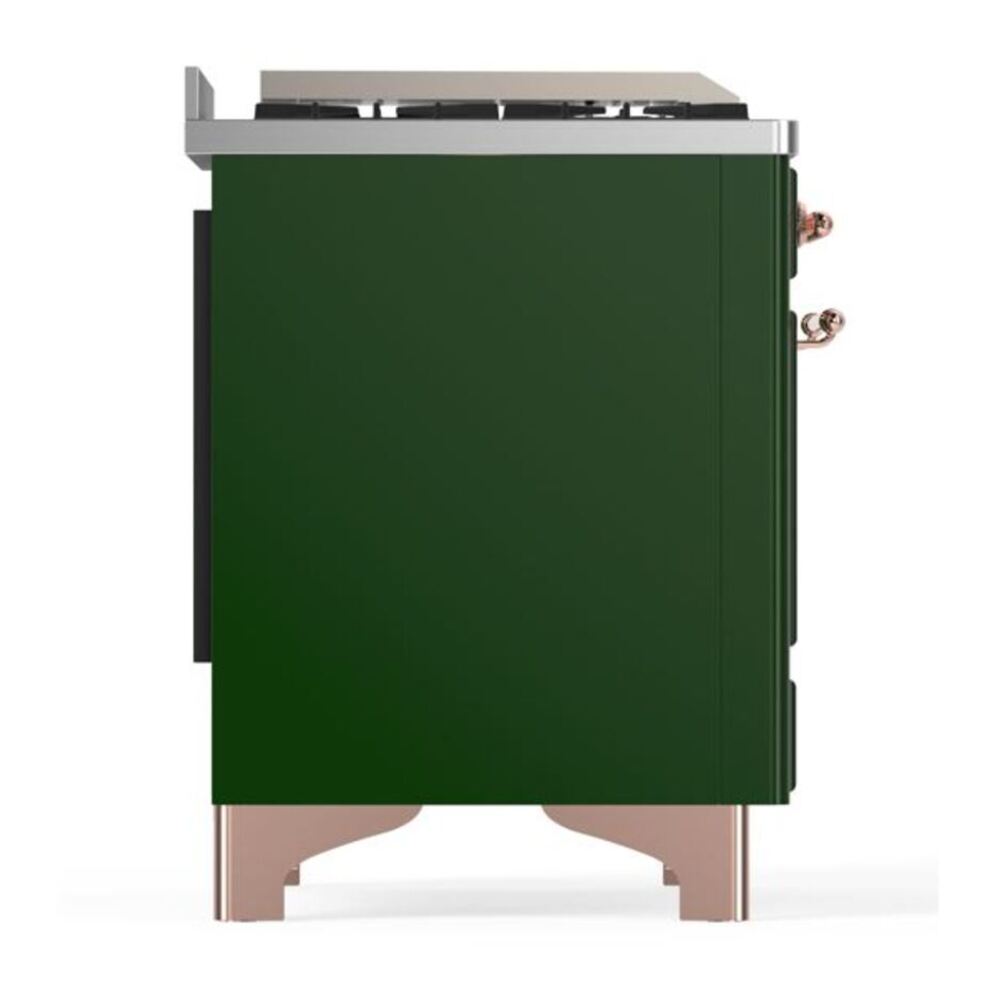 ILVE UM12FDQNS3EGPLP Majestic II 48 inch Dual Fuel Range with 8 Black Brass Burners, Griddle (Liquid Propane, Solid Door, Emerald Green, Copper) 11 ILVE UM12F Majestic II 48 inch Dual Fuel Range with 8 Black Brass Burners, Griddle