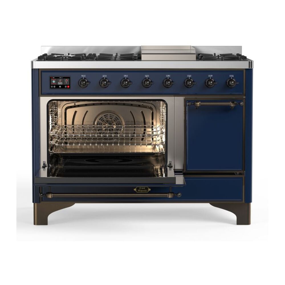 ILVE_UM12FDQNS3MBBLP_Majestic_II_48"_Dual_Fuel_Range_Left_Angle